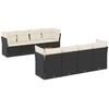Image de vidaXL Ensemble de salon de jardin 9 pièces avec coussins noir poly rotin