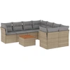 Image de vidaXL Ensemble de salon de jardin 9 pièces avec coussins beige Poly rotin
