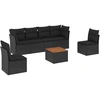 Image de vidaXL Ensemble de salon de jardin 7 pièces avec coussins noir poly rotin
