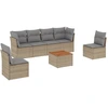 Image de vidaXL Ensemble de salon de jardin 7 pièces avec coussins Beige Poly Rattan