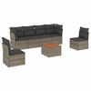 Image de vidaXL Ensemble de salon de jardin 7 pièces avec coussins Gris Poly rotin