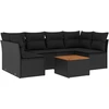Image de vidaXL Ensemble de salon de jardin 7 pièces avec coussins noir poly rotin