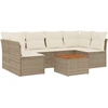 Image de vidaXL Ensemble de salon de jardin 7 pièces avec coussins Beige Poly Rattan