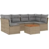 Image de vidaXL Ensemble de salon de jardin 7 pièces avec coussins Beige Poly Rattan