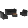 Image de vidaXL Ensemble de jardin canapé 8 pièces avec coussins noir poly rotin
