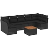 Image de vidaXL Ensemble de jardin canapé 8 pièces avec coussins noir poly rotin