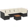 Image de vidaXL Ensemble de jardin canapé 8 pièces avec coussins noir poly rotin