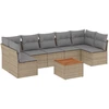 Image de vidaXL Ensemble de jardin canapé 8 pièces avec coussins Beige Poly Rattan
