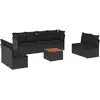 Image de vidaXL Ensemble de salon de jardin 9 pièces avec coussins noir poly rotin