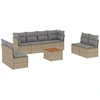 Image de vidaXL Ensemble de salon de jardin 9 pièces avec coussins beige Poly rotin