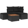 Image de vidaXL Ensemble de salon de jardin 5 pièces avec coussins noir poly rotin