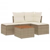 Image de vidaXL Ensemble de salon de jardin 5 pièces avec coussins Beige Poly Rattan