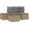 Image de vidaXL Ensemble de salon de jardin 5 pièces avec coussins Beige Poly Rattan