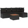 Image de vidaXL Ensemble de salon de jardin 6 pièces avec coussins noir poly rotin