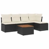 Image de vidaXL Ensemble de salon de jardin 6 pièces avec coussins noir poly rotin