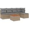 Image de vidaXL Ensemble de salon de jardin 6 pièces avec coussins Beige Poly Rattan