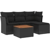 Image de vidaXL Ensemble de salon de jardin 5 pièces avec coussins noir poly rotin