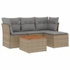 Image de vidaXL Ensemble de salon de jardin 5 pièces avec coussins Beige Poly Rattan