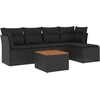 Image de vidaXL Ensemble de salon de jardin 6 pièces avec coussins noir poly rotin