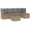 Image de vidaXL Ensemble de salon de jardin 6 pièces avec coussins Beige Poly Rattan