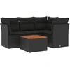 Image de vidaXL Ensemble de salon de jardin 5 pièces avec coussins noir poly rotin