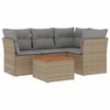 Image de vidaXL Ensemble de salon de jardin 5 pièces avec coussins Beige Poly Rattan