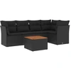Image de vidaXL Ensemble de salon de jardin 6 pièces avec coussins noir poly rotin
