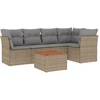 Image de vidaXL Ensemble de salon de jardin 6 pièces avec coussins Beige Poly Rattan