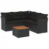 Image de vidaXL Ensemble de salon de jardin 6 pièces avec coussins noir poly rotin