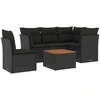 Image de vidaXL Ensemble de salon de jardin 6 pièces avec coussins noir poly rotin