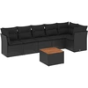 Image de vidaXL Ensemble de salon de jardin 7 pièces avec coussins noir poly rotin
