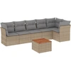 Image de vidaXL Ensemble de salon de jardin 7 pièces avec coussins Beige Poly Rattan