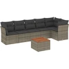 Image de vidaXL Ensemble de salon de jardin 7 pièces avec coussins Gris Poly rotin