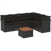 Image de vidaXL Ensemble de salon de jardin 7 pièces avec coussins noir poly rotin