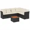 Image de vidaXL Ensemble de salon de jardin 7 pièces avec coussins noir poly rotin