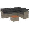 Image de vidaXL Ensemble de salon de jardin 7 pièces avec coussins Gris Poly rotin