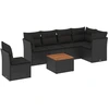 Image de vidaXL Ensemble de salon de jardin 7 pièces avec coussins noir poly rotin