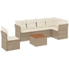 Image de vidaXL Ensemble de salon de jardin 7 pièces avec coussins Beige Poly Rattan