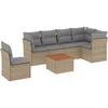 Image de vidaXL Ensemble de salon de jardin 7 pièces avec coussins Beige Poly Rattan
