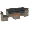 Image de vidaXL Ensemble de salon de jardin 7 pièces avec coussins Gris Poly rotin