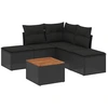 Image de vidaXL Ensemble de salon de jardin 6 pièces avec coussins noir poly rotin