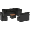 Image de vidaXL Ensemble de salon de jardin 9 pièces avec coussins noir poly rotin