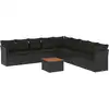 Image de vidaXL Ensemble de 10 canapés de jardin avec coussins noir poly rotin