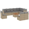 Image de vidaXL Ensemble de salon de jardin 11 pièces avec coussins Beige Poly Rattan