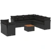 Image de vidaXL Ensemble de 10 canapés de jardin avec coussins noir poly rotin