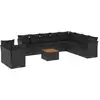 Image de vidaXL Ensemble de salon de jardin 11 pièces avec coussins noir poly rotin