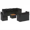 Image de vidaXL Ensemble de salon de jardin 9 pièces avec coussins noir poly rotin