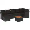 Image de vidaXL Ensemble de jardin canapé 8 pièces avec coussins noir poly rotin