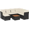 Image de vidaXL Ensemble de jardin canapé 8 pièces avec coussins noir poly rotin
