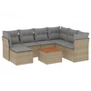 Image de vidaXL Ensemble de jardin canapé 8 pièces avec coussins Beige Poly Rattan